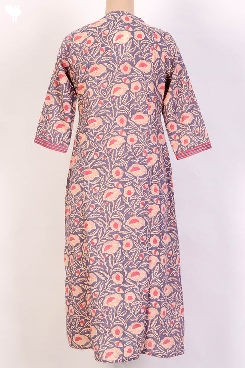 Terry Voile Kurta And Chiffon Dupatta Set In Floral Block Print