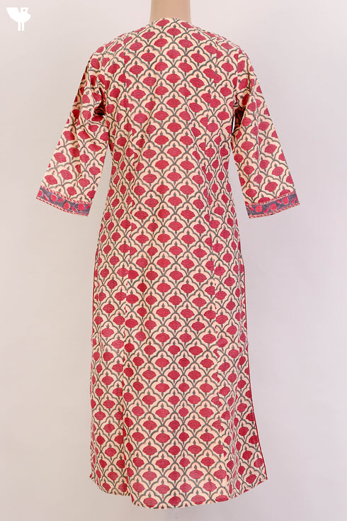 Terry Voile Kurta And Chiffon Dupatta Set In Floral Block Print