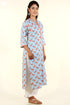 Bizzy Lizzy Kurta And Chiffon Dupatta Set in Sky Blue Paisley Block Print