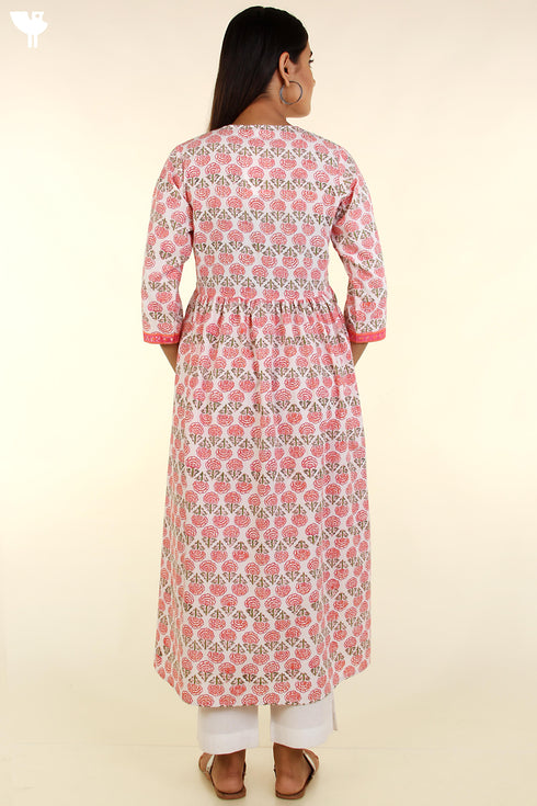Bizzy Lizzy Kurta With Chiffon Dupatta Set in Floral Block Print