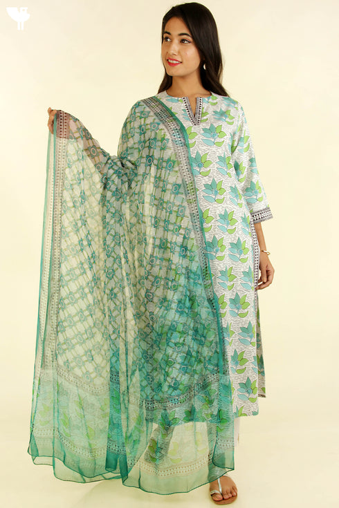 Bizzy Lizzy Kurta and Chiffon Dupatta In Floral Block Print