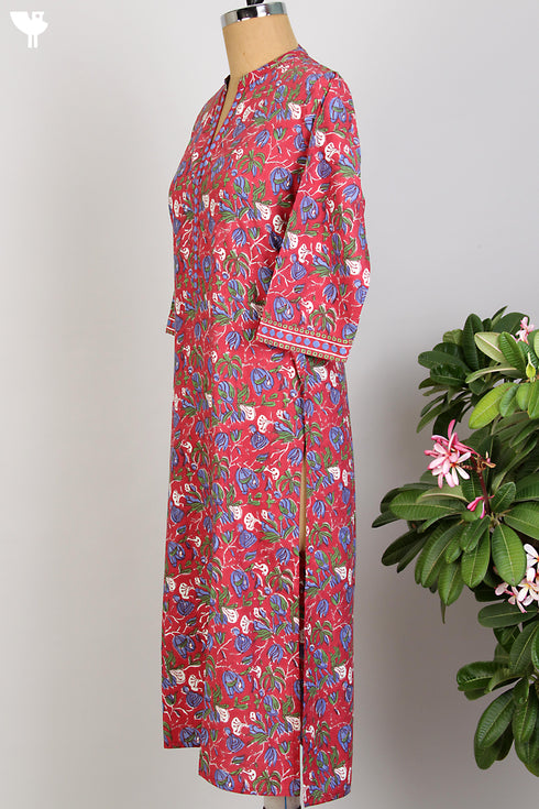 Bizzy Lizzy Kurta/Dupatta Set in Cobalt Blue Floral Block Print