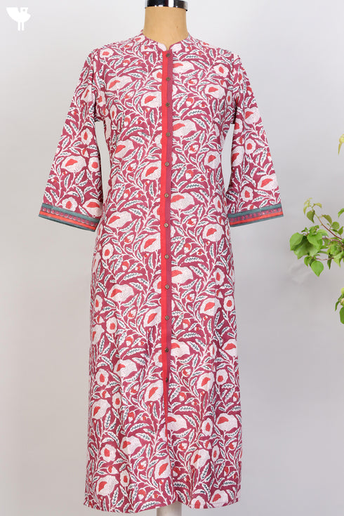 Bizzy Lizzy Kurta and Chiffon Dupatta In Floral Block Print