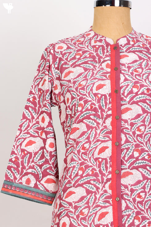 Bizzy Lizzy Kurta and Chiffon Dupatta In Floral Block Print