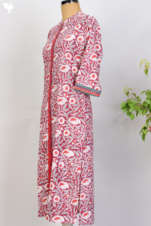Bizzy Lizzy Kurta and Chiffon Dupatta In Floral Block Print