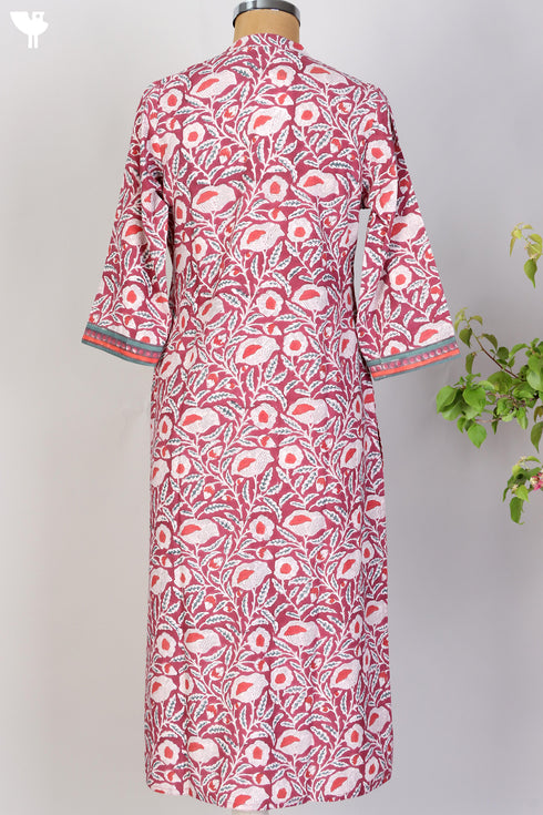 Bizzy Lizzy Kurta and Chiffon Dupatta In Floral Block Print