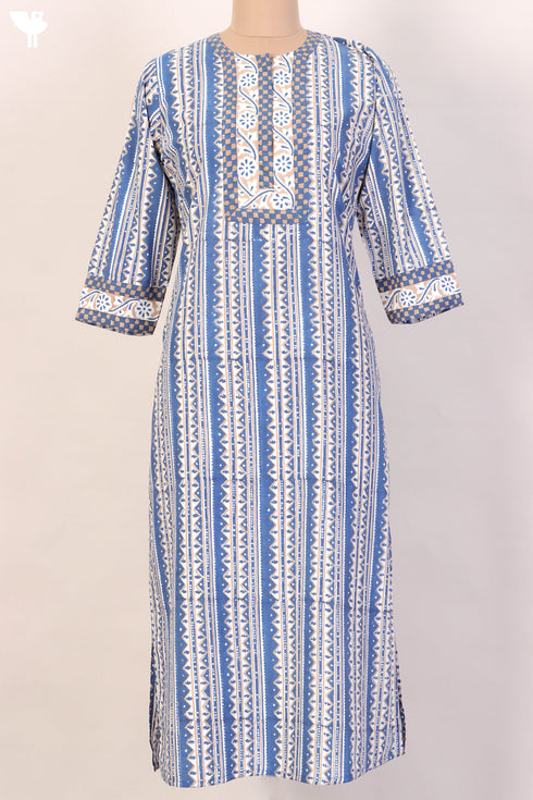 Bizzy Lizzy Kurta And Chiffon Dupatta Set In Folksy Block Print