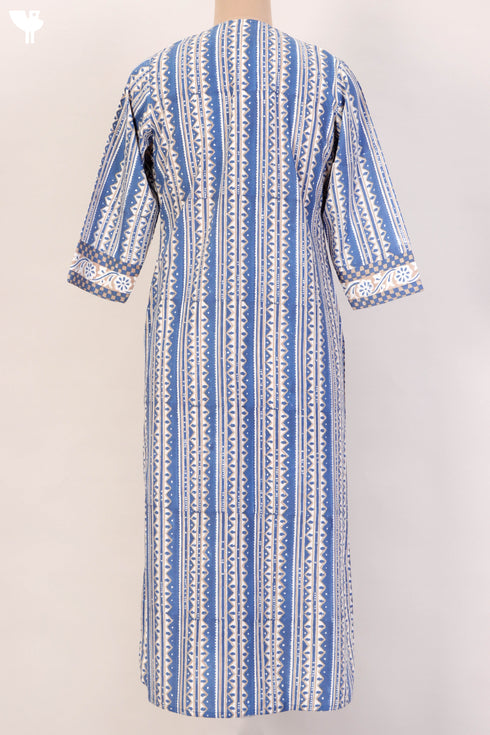 Bizzy Lizzy Kurta And Chiffon Dupatta Set In Folksy Block Print