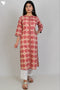 Terry Voile Kurta And Kota Dupatta Set In Graphic Block Print