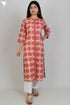 Terry Voile Kurta And Kota Dupatta Set In Graphic Block Print