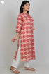 Terry Voile Kurta And Kota Dupatta Set In Graphic Block Print