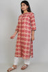 Terry Voile Kurta And Kota Dupatta Set In Graphic Block Print