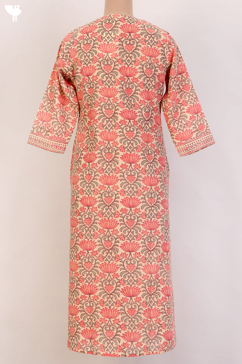 Terry Voile Kurta And Kota Dupatta Set In Floral Block Print