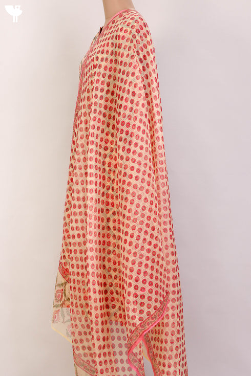 Terry Voile Kurta And Kota Dupatta Set In Floral Block Print