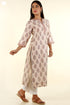 Chanderi Silk Kurta With Dupatta In Peach Floral Block Print