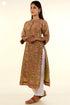 Chanderi Silk Kurta With Dupatta In Chartreuse Green And Pink Floral Block Print