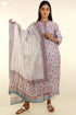 Chanderi Silk Kurta With Dupatta In Floral Block Print