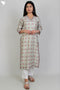 Chanderi Silk Kurta With Dupatta In Floral Block Print