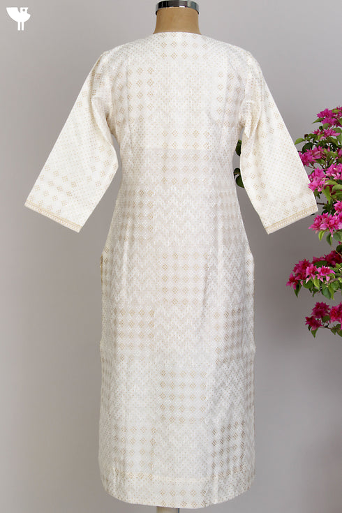 Chanderi Silk Kurta/Dupatta Set in Fine Gold Hand Block Print