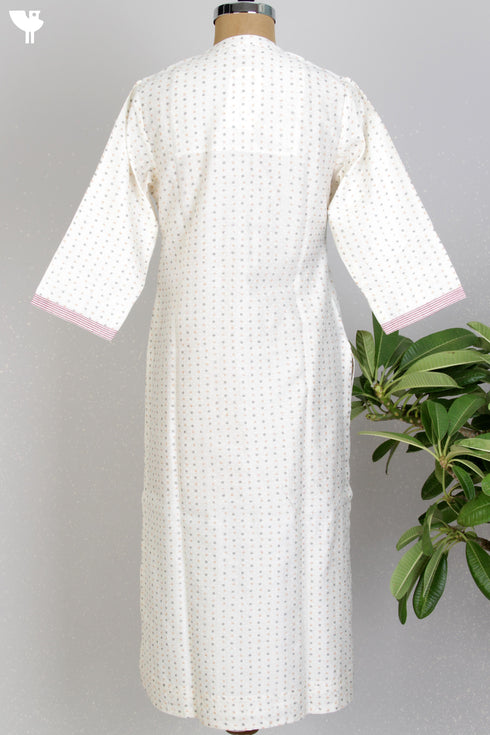 Chanderi Silk Kurta With Dupatta In Floral Block Print