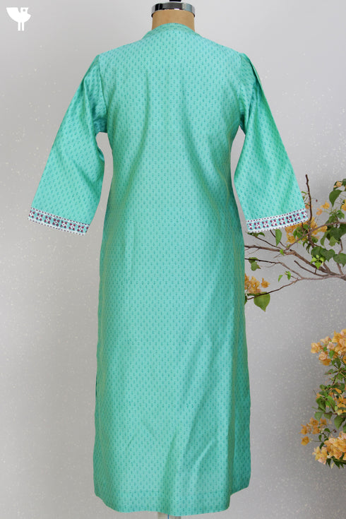 Chanderi Silk Kurta With Dupatta In Floral Block Print