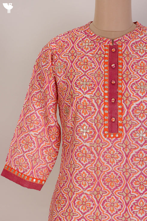 Chanderi Silk Kurta And Dupatta With Gota Patti Embroidery