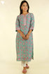 Chanderi Silk Kurta And Dupatta Set in Floral Block Print With Sequins
