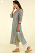 Chanderi Silk Kurta And Dupatta Set in Floral Block Print With Sequins