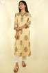 Cotton Tussar Kurta And Chanderi Silk Dupatta Set in Floral Block Print
