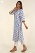Cambric Cotton Kurta and Kota Doria Dupatta In Cobalt Blue and Mustard Yellow Graphic Block Print