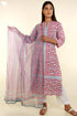 Cambric Cotton Kurta and Kota Doria Dupatta In Floral Block Print