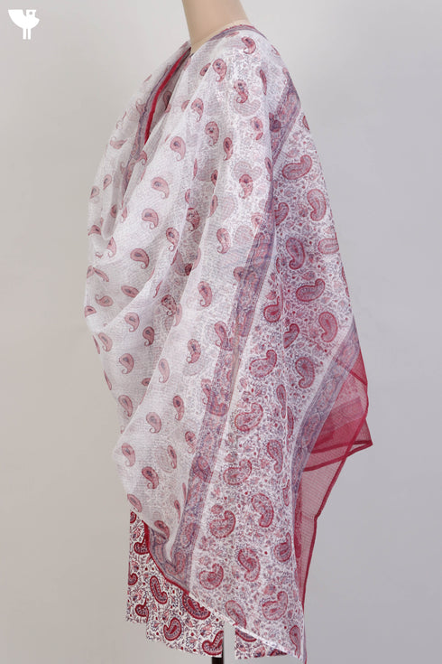 Cambric Cotton Kurta and Kota Doria Dupatta In PaisleyBlock Print