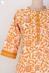 Cambric Cotton Kurta and Kota Doria Dupatta In Orange Floral Block Print
