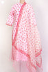 Cambric Cotton Kurta and Kota Doria Dupatta In Pink Floral Block Print