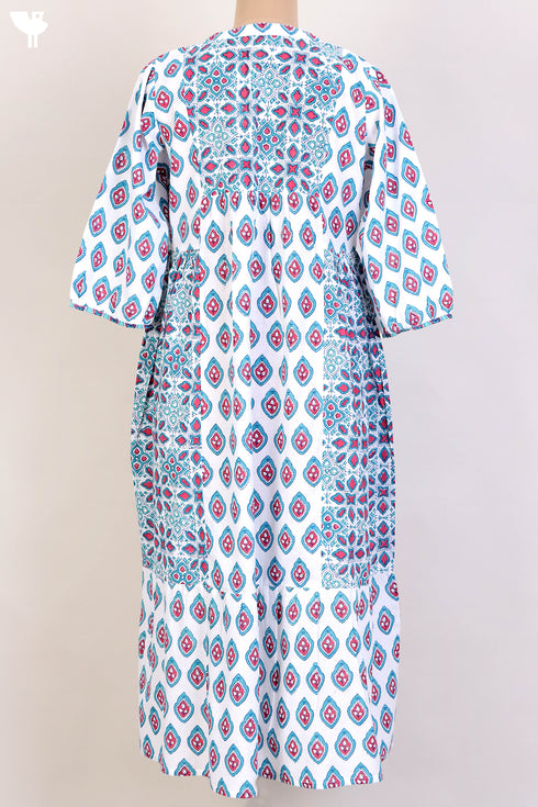 Cambric Cotton Kurta and Kota Doria Dupatta In GraphicBlock Print
