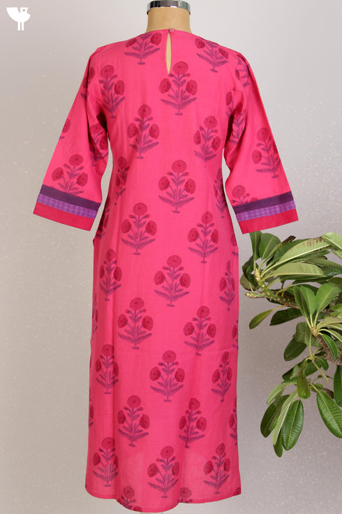 Khaadi CottonKurta With Kota Doria Dupatta Set in Floral Block Print