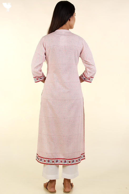 Bizzy Lizzy Kurta And Chiffon Dupatta Set In Floral Block Print