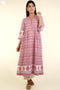 Cambric Cotton Kurta And Kota Dupatta Set In Graphic Block Print