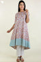 Cambric Cotton Kurta And Kota Dupatta Set In Graphic Block Print