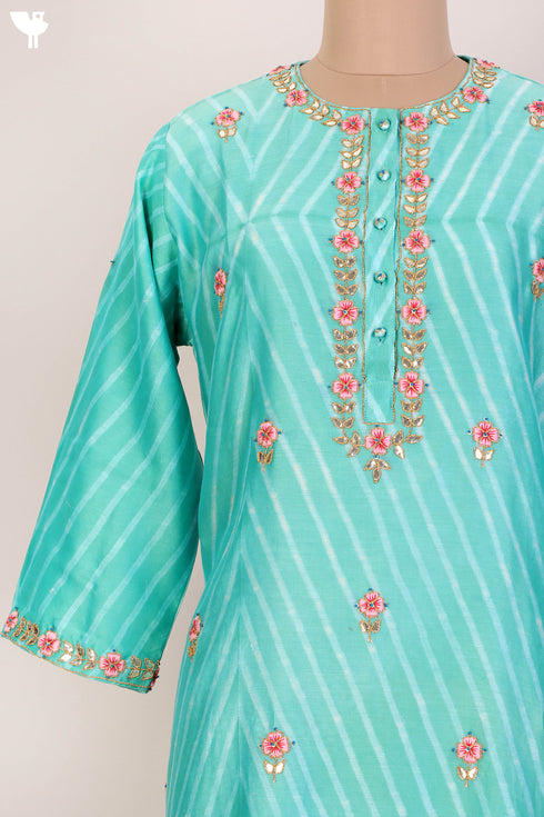 Chanderi Silk Shibori Kurta And Dupatta With Gota Patti Embroidery