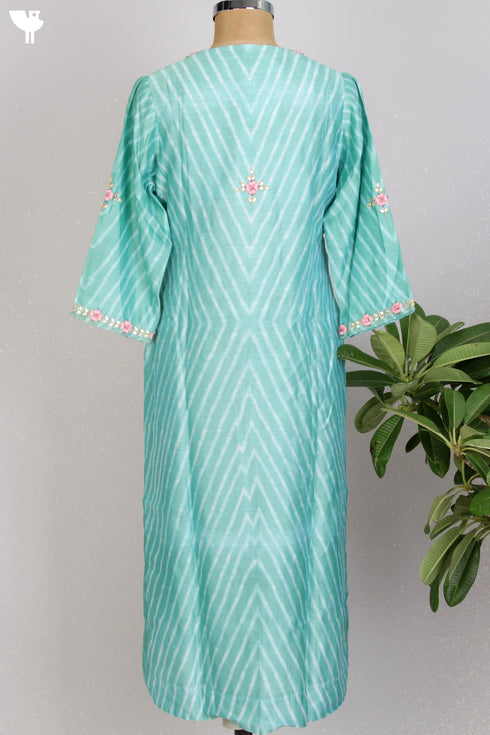 Chanderi Silk Shibori Kurta And Dupatta With Gota Patti Embroidery