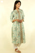 Terry Voile Kurta With Chiffon Dupatta In Floral Block Print