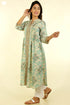 Terry Voile Kurta With Chiffon Dupatta In Floral Block Print