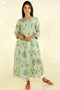 Chanderi Silk Kurta With Dupatta In Floral Block Print