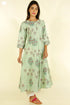 Chanderi Silk Kurta With Dupatta In Floral Block Print