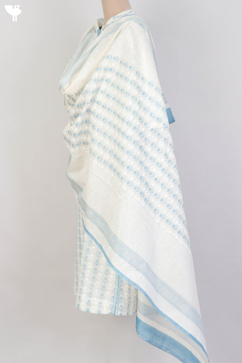 Chanderi Silk Kurta With Dupatta In Floral Block Print