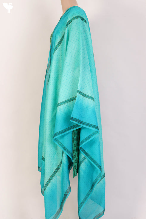 Chanderi Silk Kurta With Dupatta In Floral Block Print