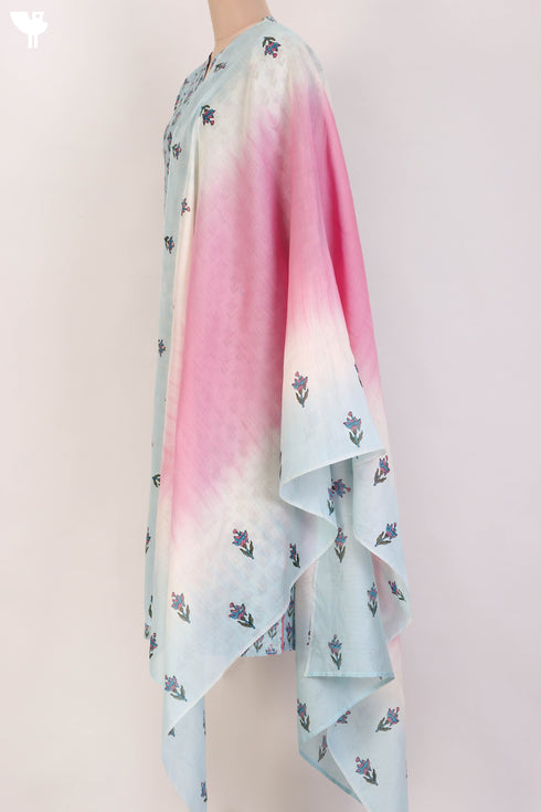 Chanderi Silk Kurta And Dupatta With Floral Block Print