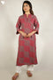 Viscose Kurta And Cotton Silk Dupatta Set in Graphic Block Print