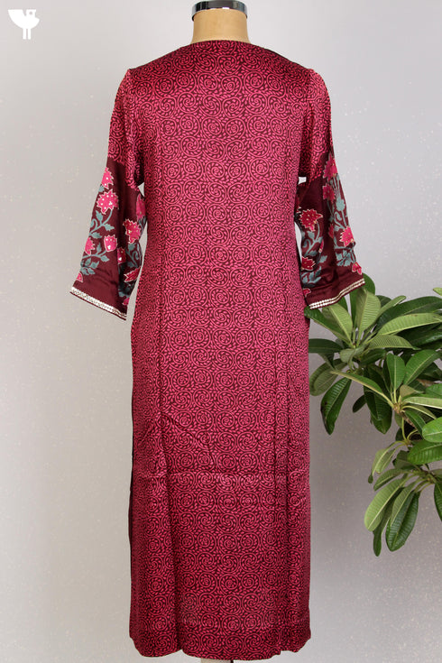 Satin Kurta And Cotton Silk Dupatta With Gota Patti Embroidery